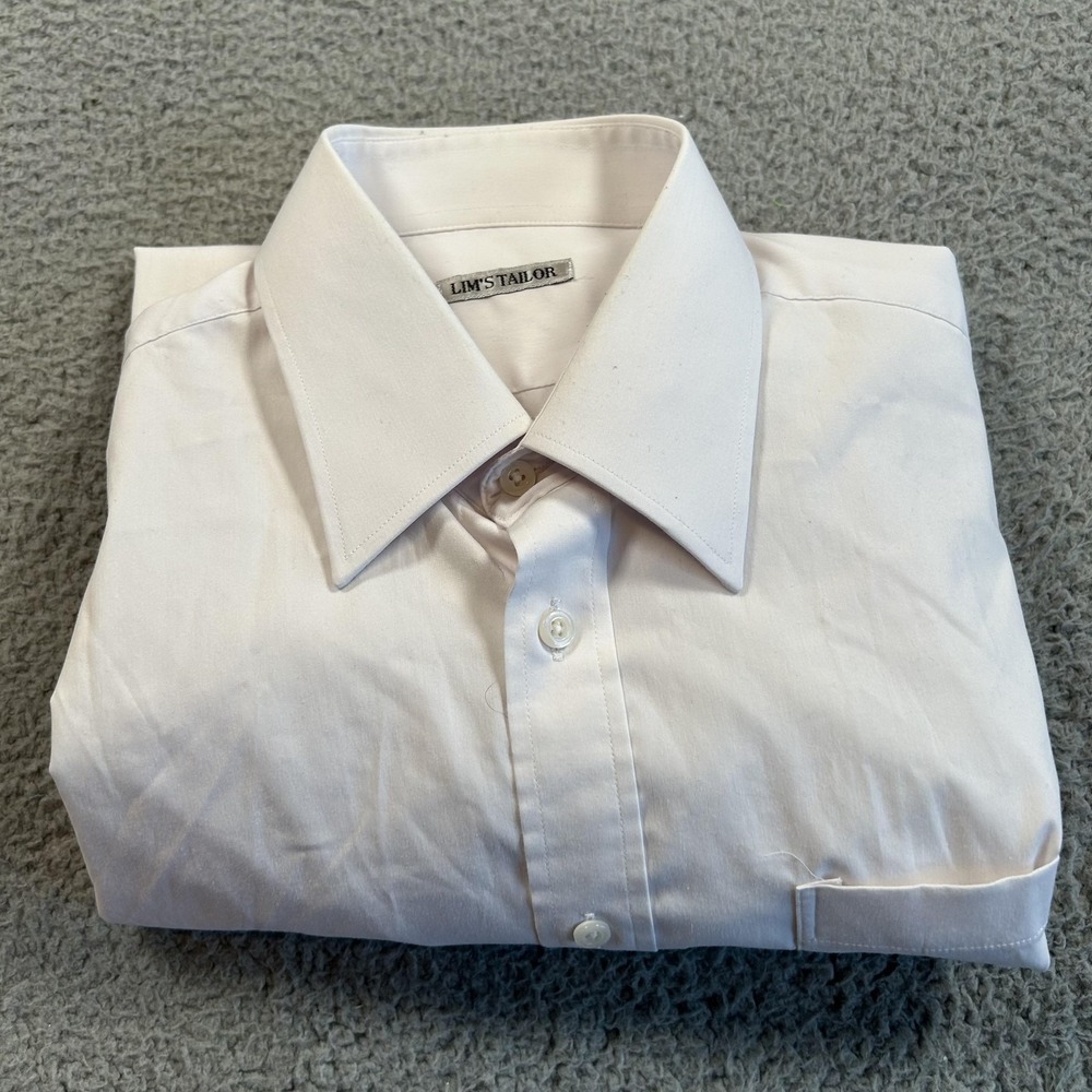 LIM'S TAILOR Shirt Mens Large White Dress Button Front Long Sleeve Pocket Formal - Picture 14 of 14